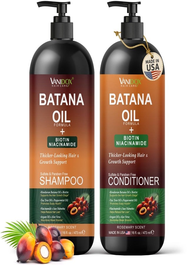 VANIDOX Batana Oil Shampoo and Conditioner Set – Biotin & Niacinamide Infused – Sulfate-Free, Paraben-Free – Moisturizing & Strengthening Hair Care for All Hair Types – 2 x 16 fl oz - Image 1
